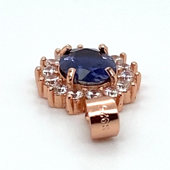 Iolite 1.15ct Rose Gold Finish Solid 925 Sterling Silver Pendant - Picture 7 of 7